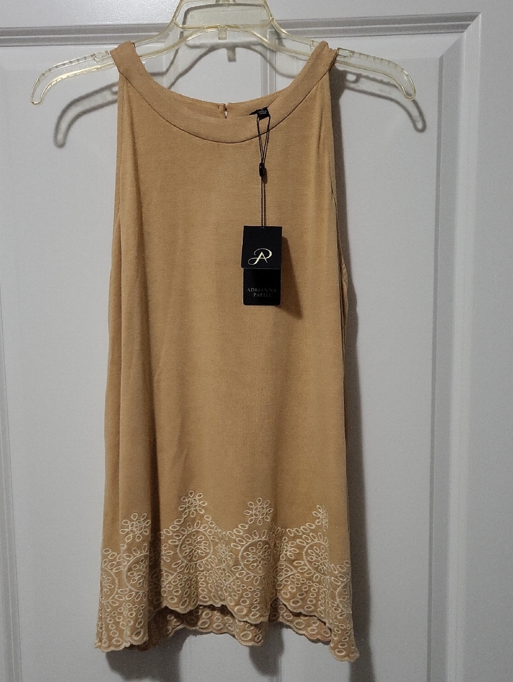 Adrianna Papell Embroidered Halter Blouse